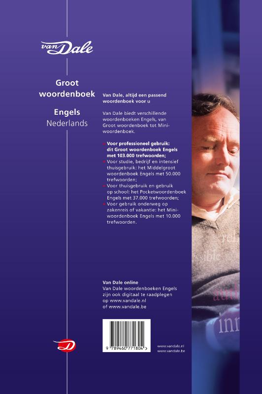 Van Dale groot woordenboek  -   Van Dale groot woordenboek Engels-Nederlands achterkant