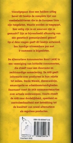 Alle Europese E-nummers / Consumentenwijzer achterkant