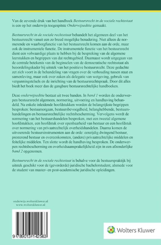 Onderwijseditie bestuursrecht in de sociale rechtsstaat, band 1 Onderwijseditie bestuursrecht in de sociale rechtsstaat, band 1 achterkant