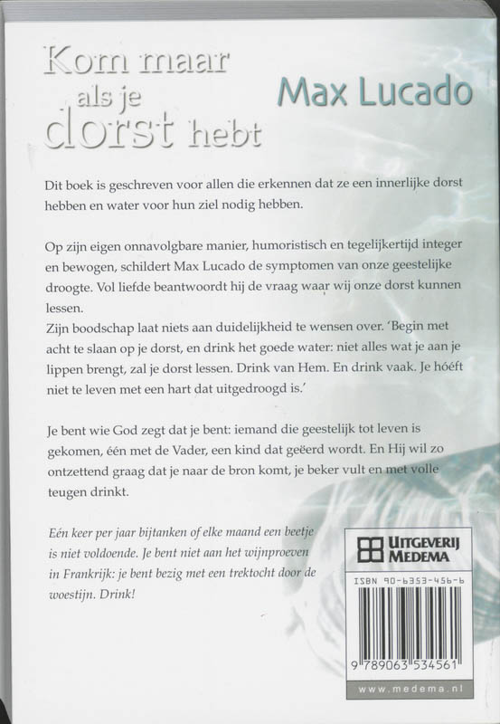 Kom maar als je dorst hebt / Telos achterkant