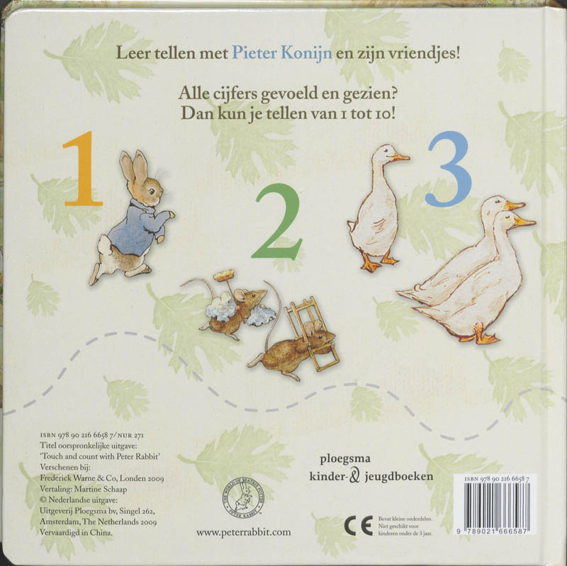 Het tel- en voelboek van Pieter Konijn / Ploegsma kinder- & jeugdboeken achterkant