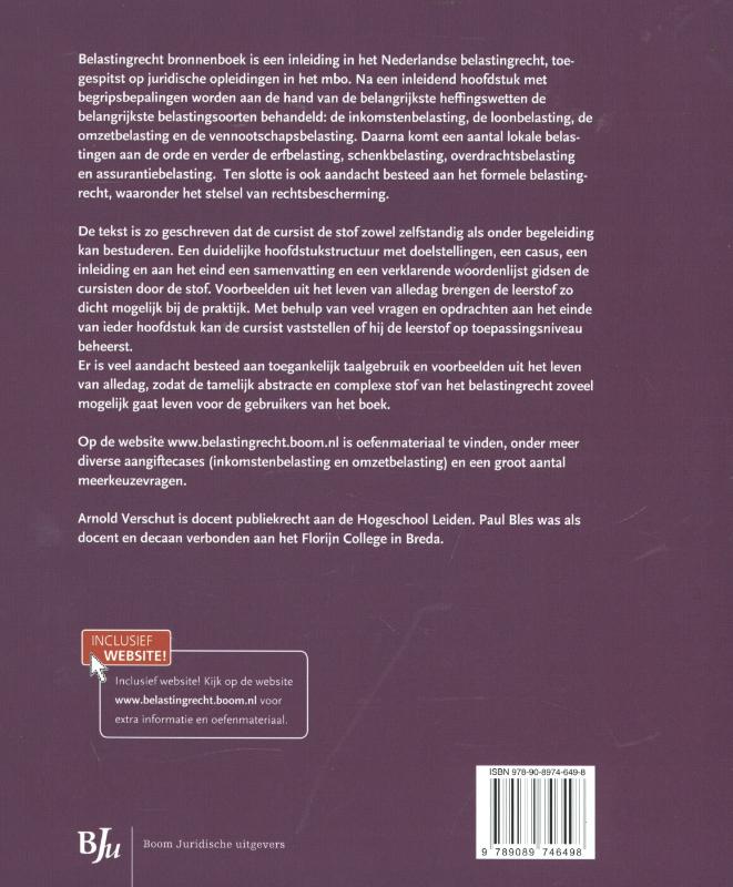 Belastingrecht / Bronnenboek / Bronnenboeken MBO achterkant