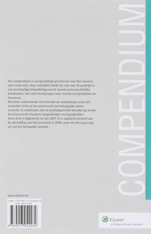 Compendium Van Het Burgerlijk Procesrecht achterkant