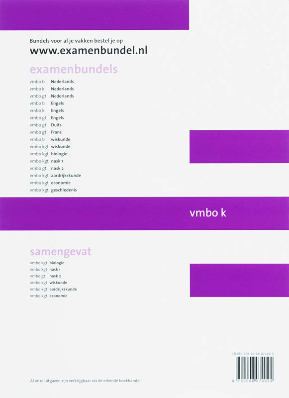 Examenbundel vmbo-K Nederlands 2007/2008 achterkant