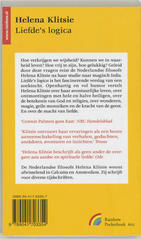 Liefde's logica / Rainbow pocketboeken / 602 achterkant