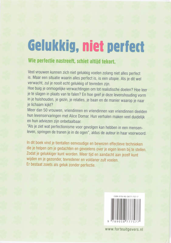 Gelukkig, niet perfect achterkant