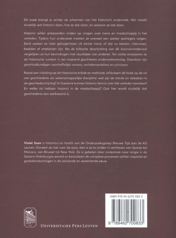 Geschiedenis is een werkwoord achterkant