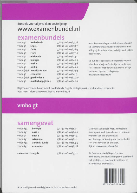 Examenbundel 2011/2012 / Vmbo gt Biologie / Examenkatern achterkant