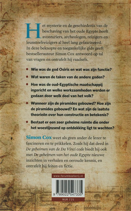 De Geheimen Van Het Oude Egypte achterkant