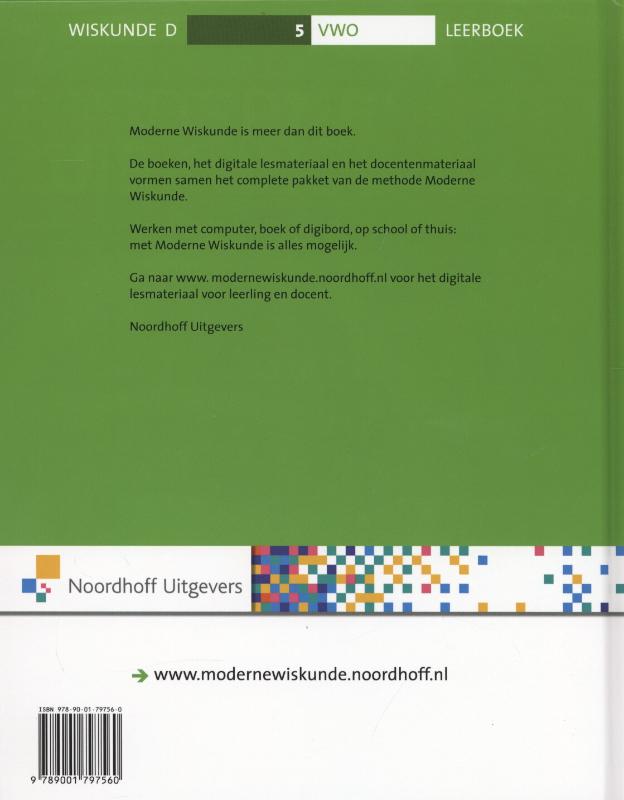 Moderne Wiskunde  5 Vwo D Leerboek achterkant