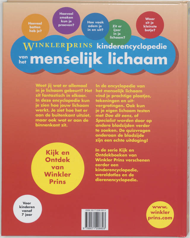 Winkler Prins Kinderencyclopedie Van Het Menselijk Lichaam achterkant