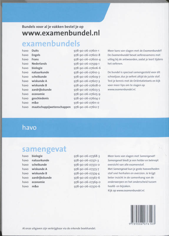 Examenbundel  / 2010/2011 / deel Havo Natuurkunde achterkant