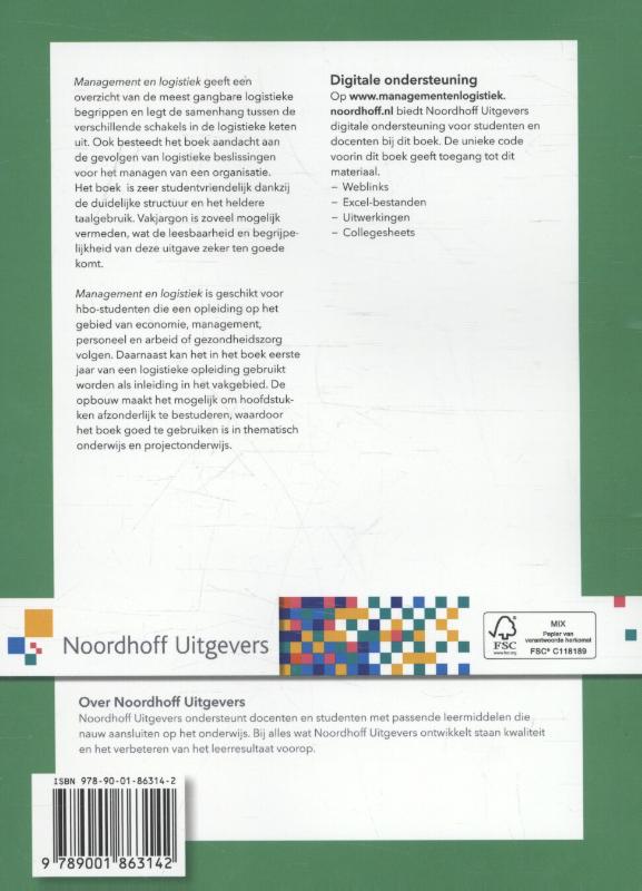 Management en logistiek / Vast Boek / Noordhoff achterkant