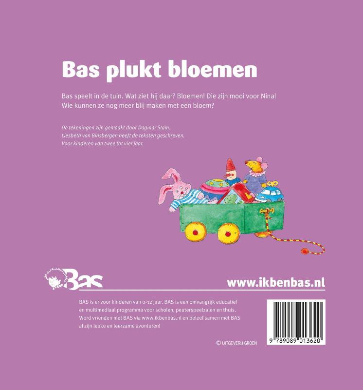Bas plukt bloemen achterkant