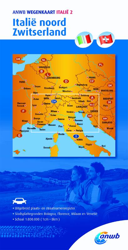 ANWB wegenkaart 2 - Italië Noord Zwitserland