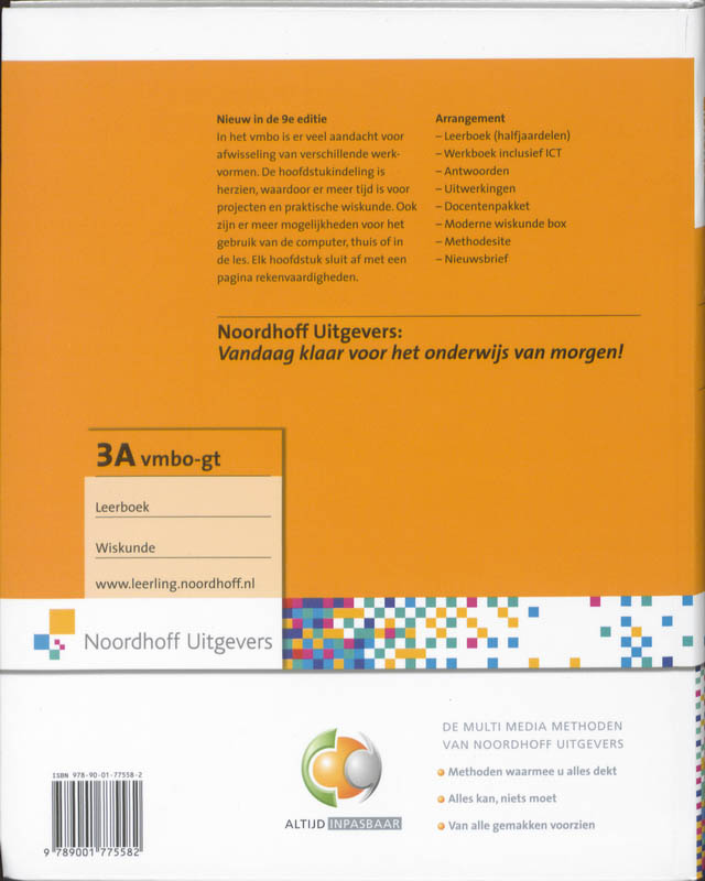 Moderne wiskunde 3A Vmbo-gt Moderne wiskunde  3A Vmbo-gt achterkant