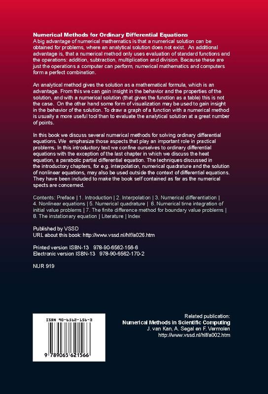 Numerical methods for ordinary differential equations achterkant