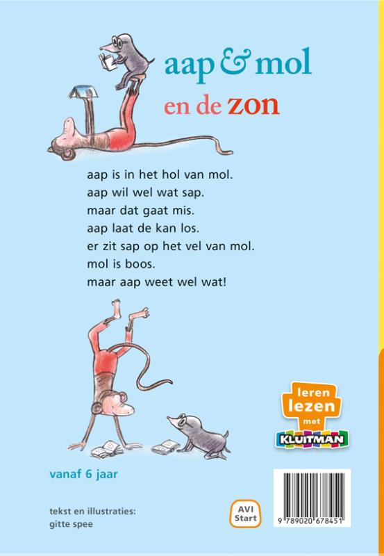 aap & mol en de zon / Leren lezen met Kluitman achterkant