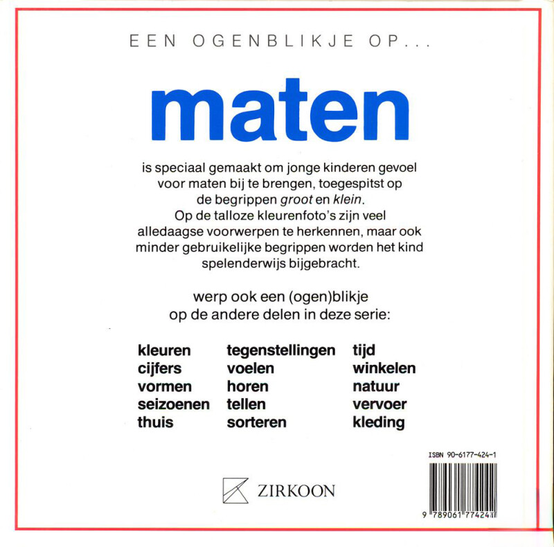 Maten / Een ogenblikje op ... achterkant