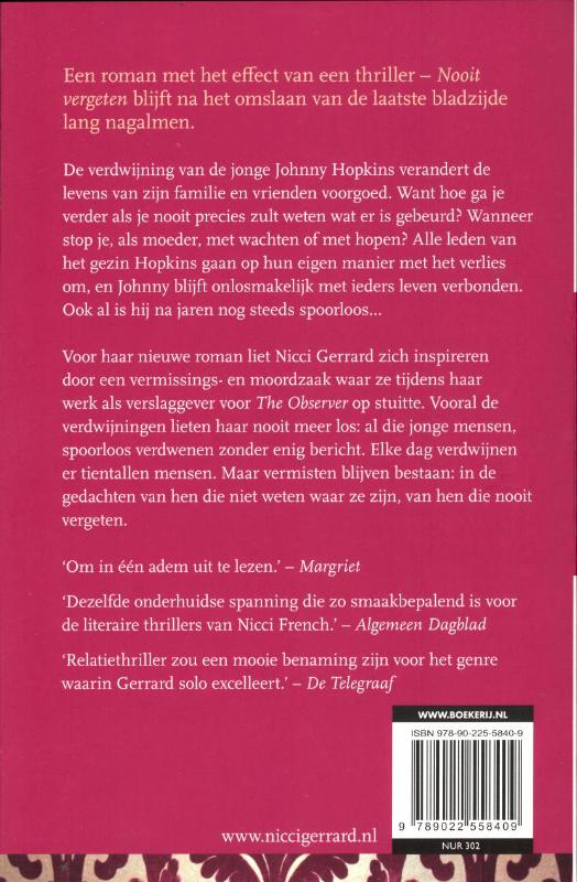 Nooit vergeten Nooit vergeten achterkant