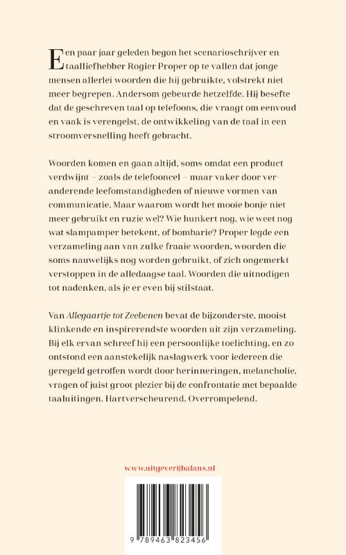 Van Allegaartje tot Zeebenen achterkant