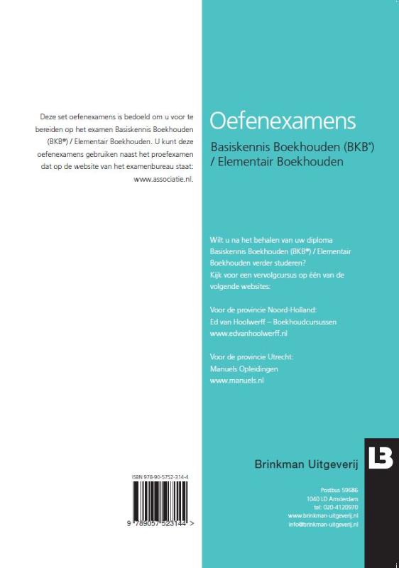 Oefenexamens boekhouden (BKB) / elementair boekhouden achterkant