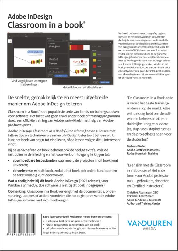 Classroom in a book: Indesign 2022, Nederlandse editie / Classroom in a Book achterkant