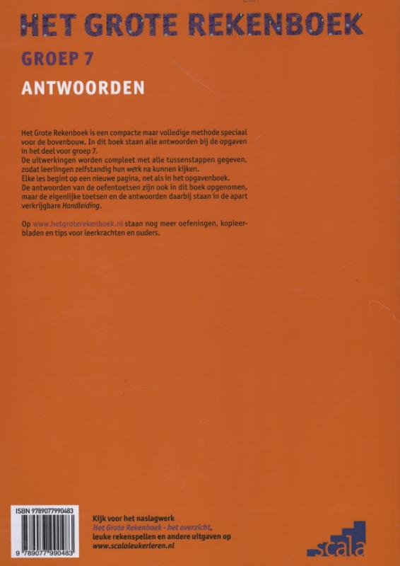 Het grote rekenboek Groep 7 Antwoorden achterkant