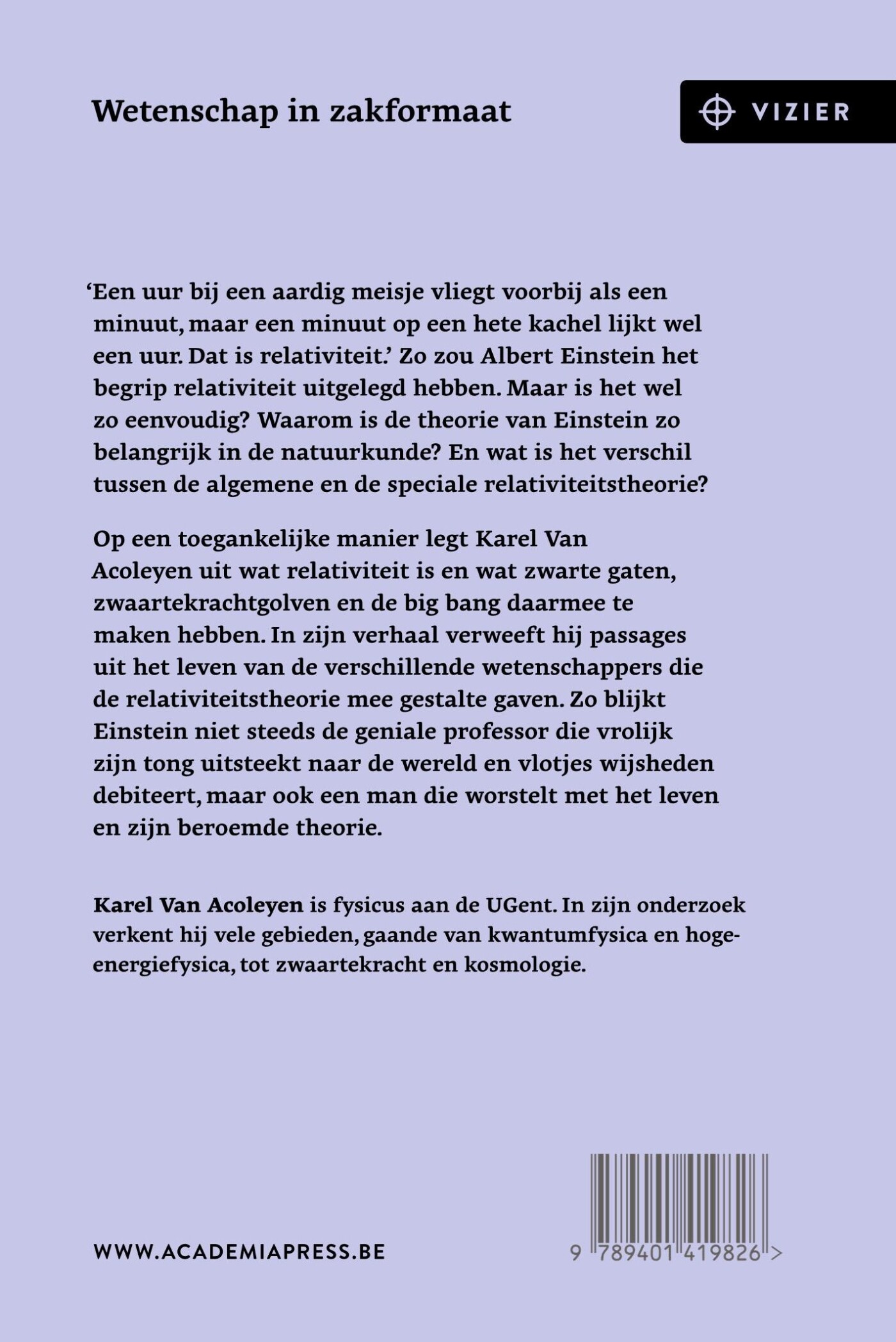 Relativiteitstheorie / Vizier achterkant