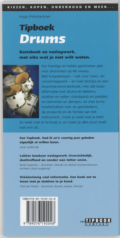 Tipboek Drums achterkant