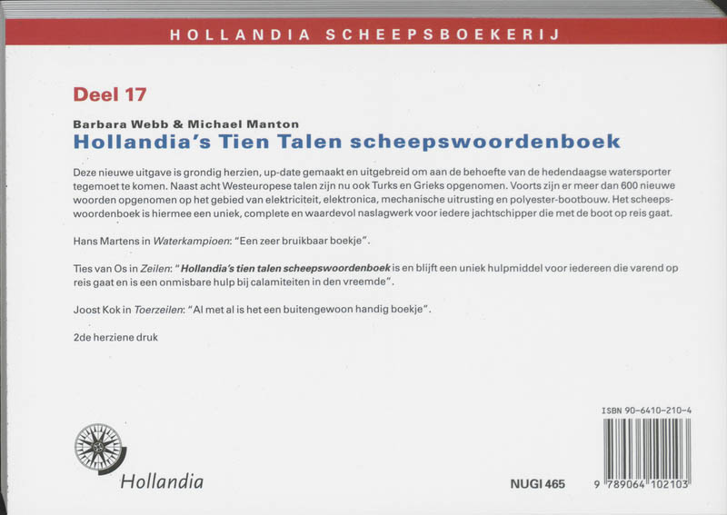 Hollandia's tien talen scheepswoordenboek achterkant