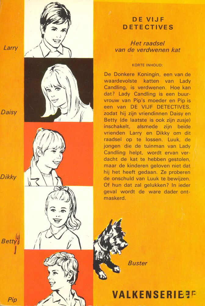 Het raadsel van de verdwenen kat / De vijf detectives achterkant