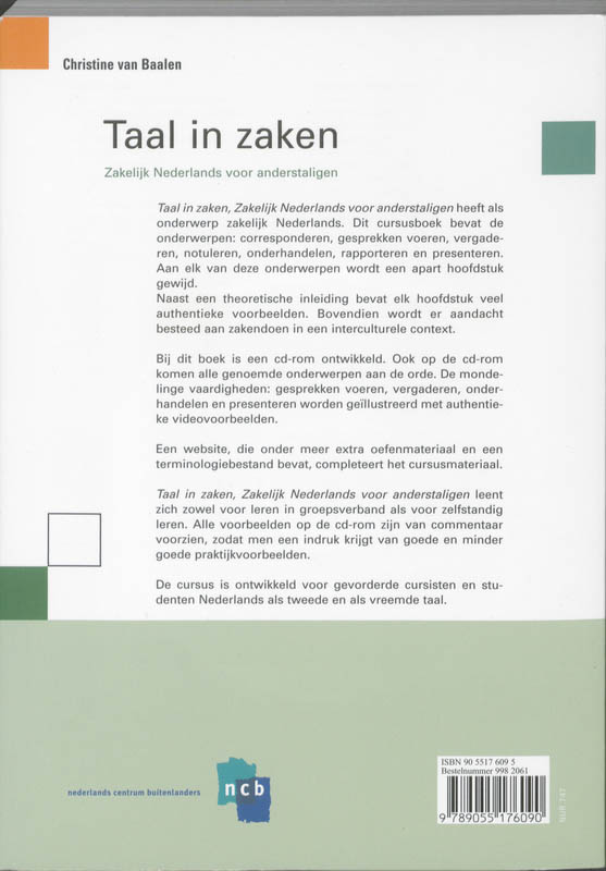 Taal in zaken + cd-rom achterkant