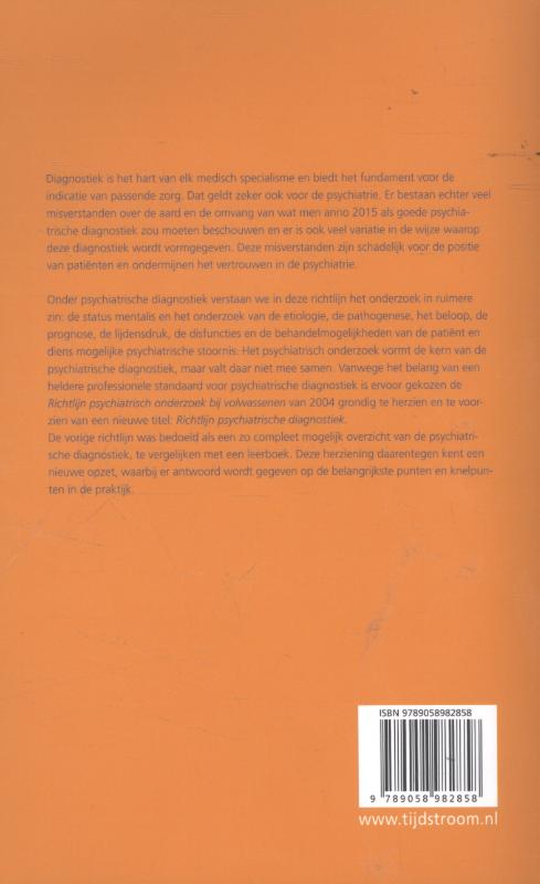Richtlijn psychiatrische diagnostiek / Richtlijnen psychiatrie (NVvP) achterkant