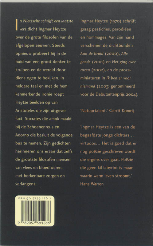 Nietzsche schrijft een laatste vers Nietzsche schrijft een laatste vers achterkant