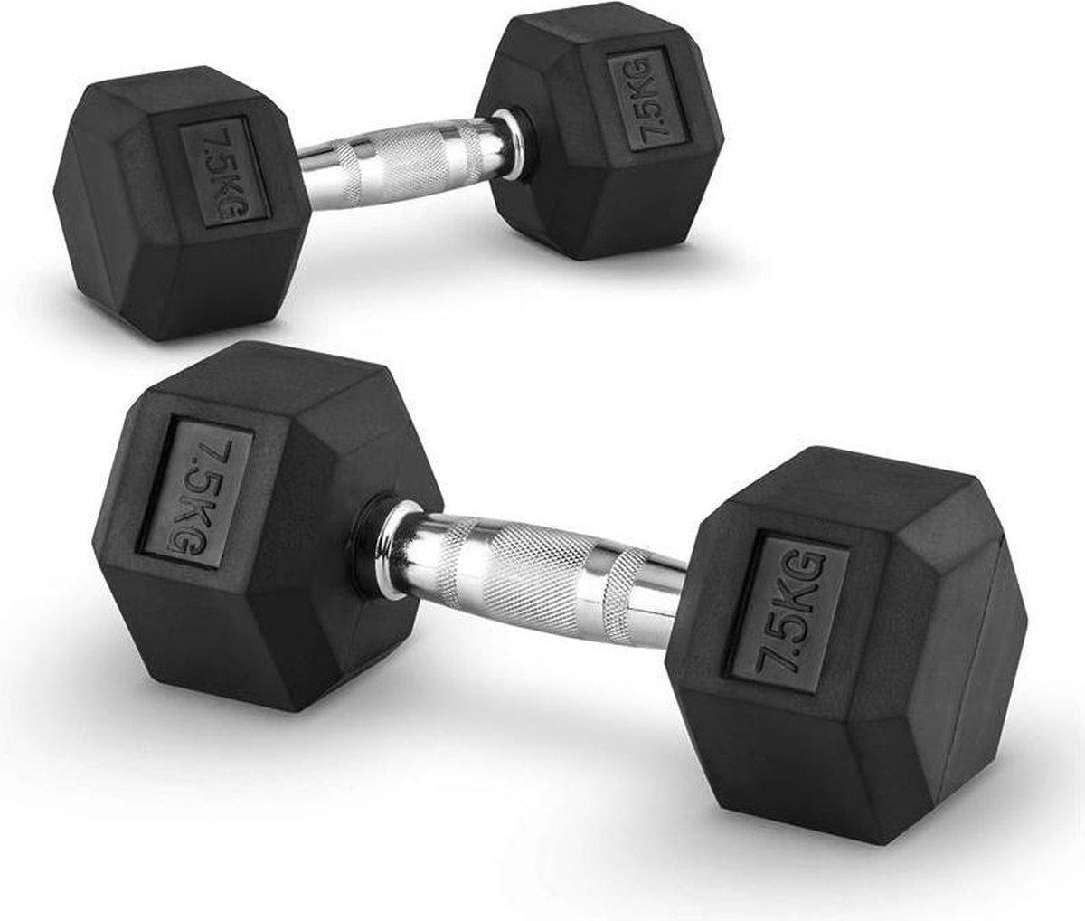 Dumbbell set - 2 x 7.5 kg - professionele hexagon halters - gym accessoires - gewichten set