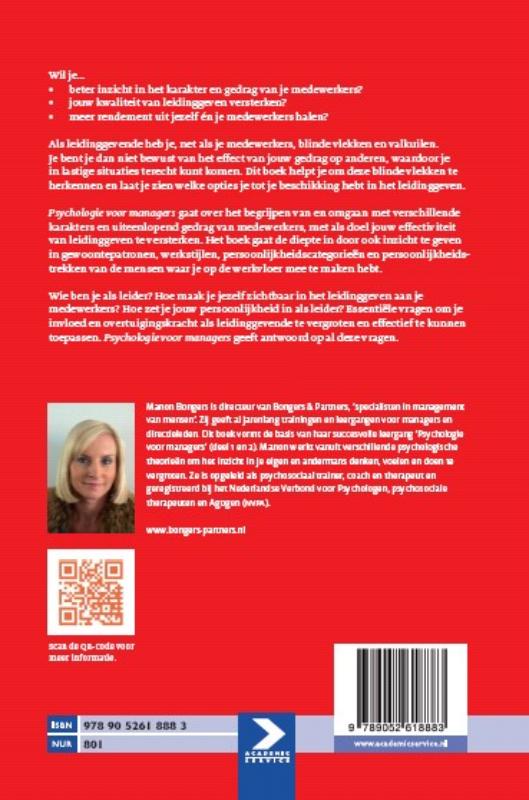 Psychologie voor managers Psychologie voor managers achterkant