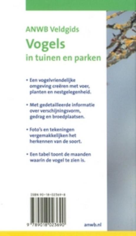 Vogels in tuinen en parken / ANWB verrekijker achterkant