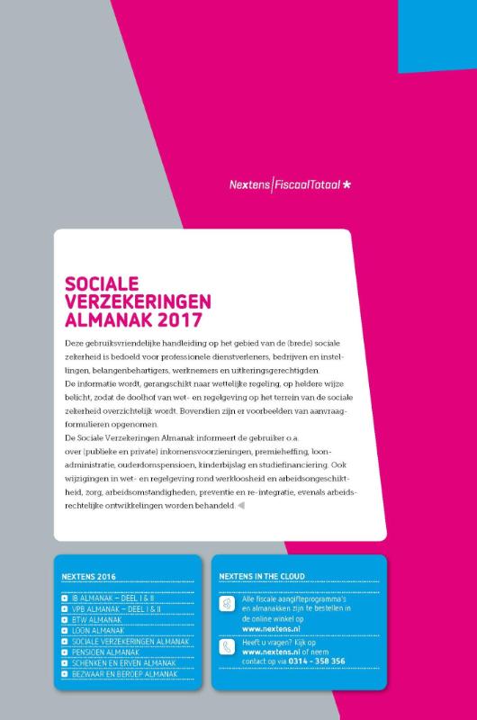 Nextens Sociale Verzekeringen Almanak 2017 achterkant