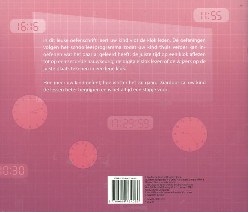 Mijn oefenschrift De klok 9-11 jaar achterkant