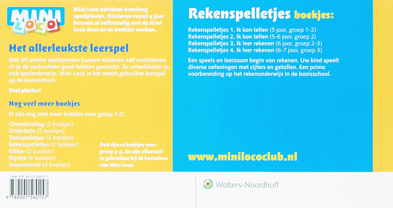 Mini Loco 4 Ik leer rekenen Rekenspelletjes achterkant