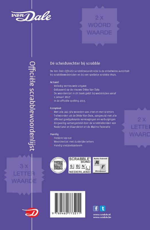 Van Dale Officiële scrabblewoordenlijst achterkant