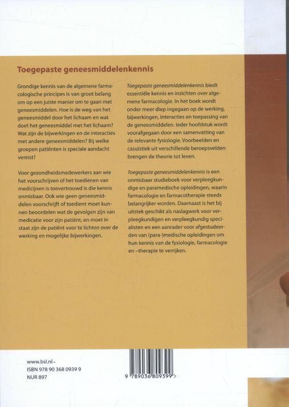 Toegepaste geneesmiddelenkennis Toegepaste geneesmiddelenkennis achterkant
