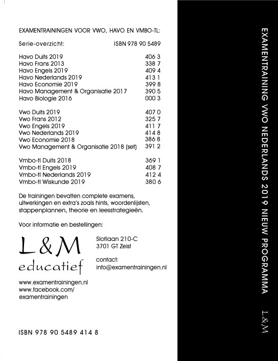 Examentraining Vwo Nederlands 2019 achterkant