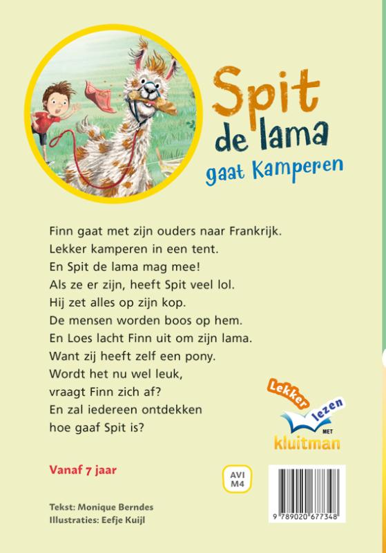 Spit de lama gaat kamperen / Lekker lezen met Kluitman achterkant