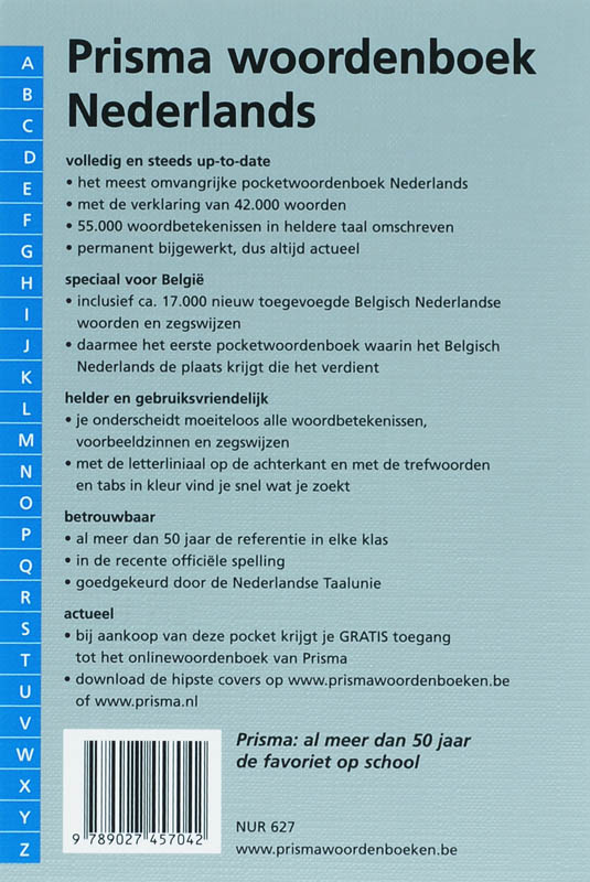Prisma Woordenboek Nederlands BE achterkant
