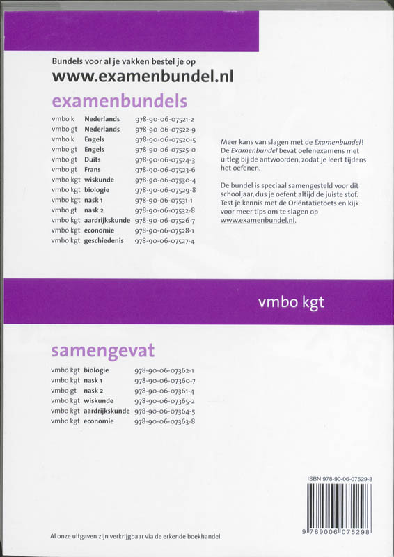 Examenbundel / 2009/2010 Vmbo-Kgt Biologie achterkant