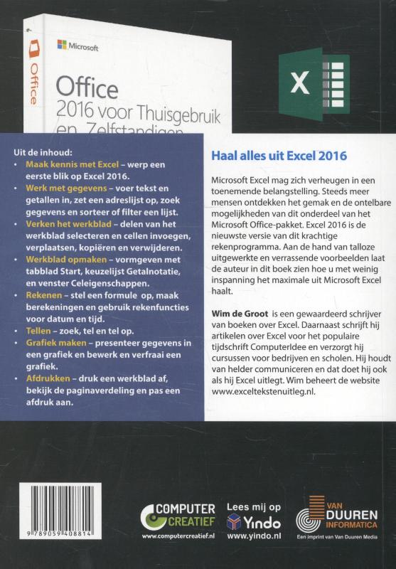 Ontdek Microsoft Excel 2016 Ontdek Microsoft Excel 2016 achterkant