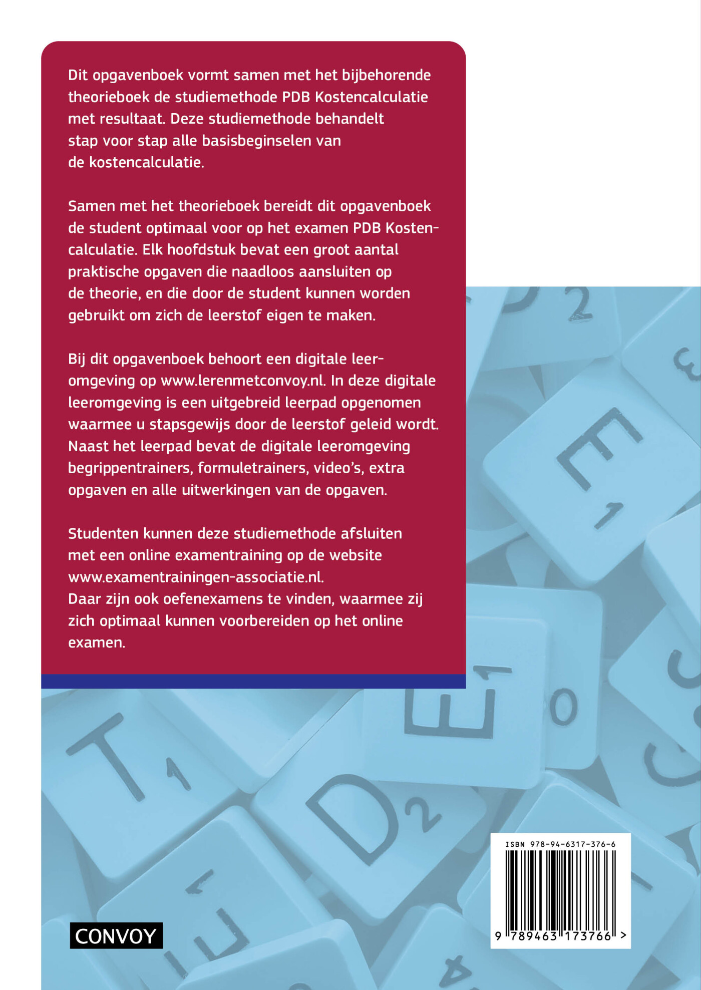 5e druk / PDB Kostencalculatie met resultaat / Opgavenboek achterkant