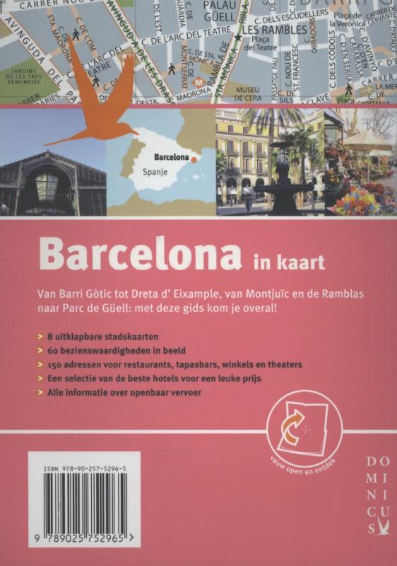 Barcelona in kaart / Dominicus stad-in-kaart achterkant